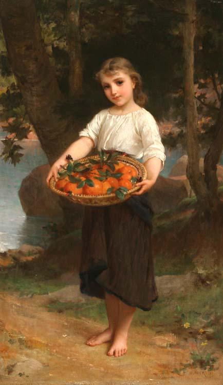 Emile Munier Girl with Basket of Oranges